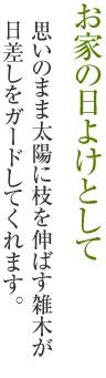 お家の日よけとして